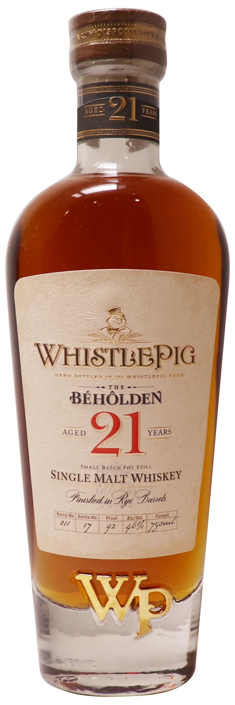 Whistle Pig Single Malt Whiskey 21 Year Old, The Beholden 750ml